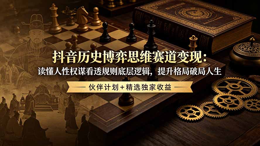 抖音历史博弈思维赛道变现：读懂人性权谋看透规则底层逻辑，提升格局破局人生，伙伴计划+精选独家收益-hcnxn