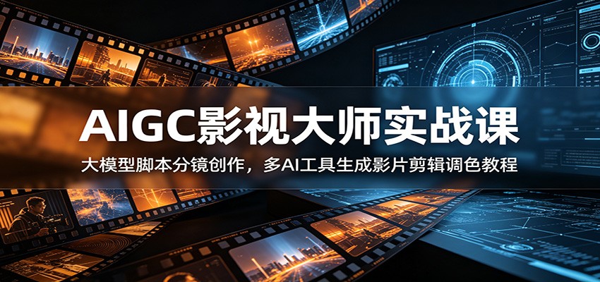 AIGC影视大师实战课：大模型脚本分镜创作，多AI工具生成影片剪辑调色教程-hcnxn