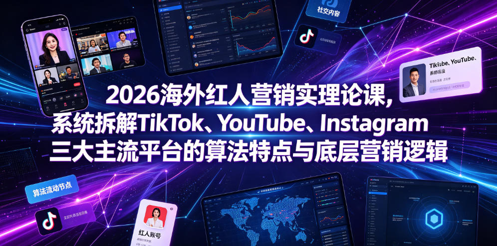 2026海外红人营销实理论课，系统拆解TikTok、YouTube、Instagram三大主流平台的算法特点与底层营销逻辑-hcnxn