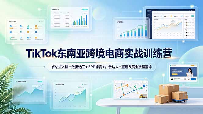 TikTok东南亚跨境电商实战训练营：多站点入驻+数据选品+ERP铺货+广告达人+直播发货全流程落地-hcnxn