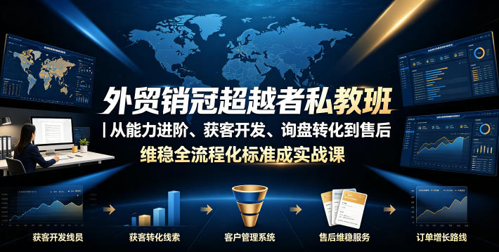 外贸销冠超越者私教班｜从能力进阶、获客开发、询盘转化到售后维稳全流程标准化成交实战课-hcnxn