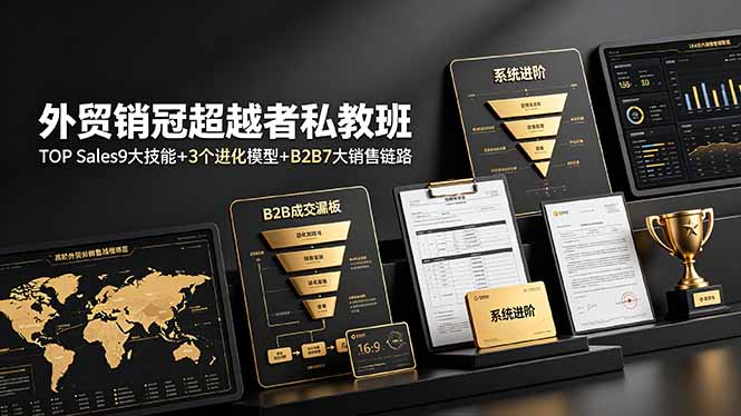 外贸销冠超越者私教班：TOP Sales9大技能+3个进化模型+B2B7大销售链路，系统进阶-hcnxn