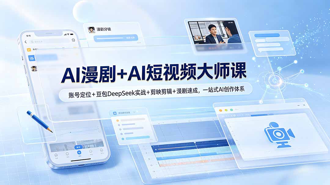 AI漫剧+AI短视频大师课：账号定位+豆包DeepSeek实战+剪映剪辑+漫剧速成，一站式AI创作体系-hcnxn