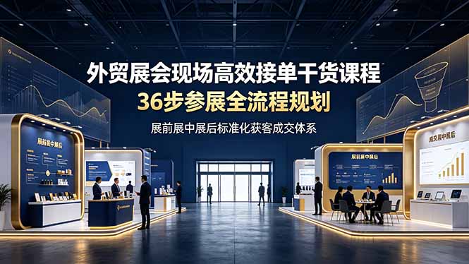外贸展会现场高效接单干货课程，36步参展全流程规划，展前展中展后标准化获客成交体系-hcnxn