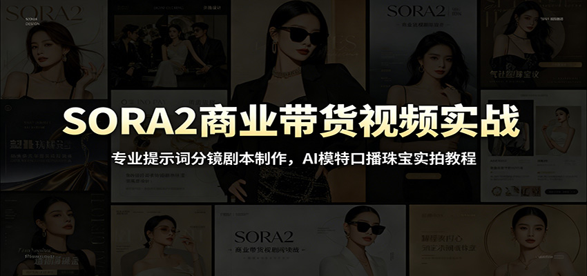SORA2商业带货视频实战：专业提示词分镜剧本制作，AI模特口播珠宝实拍教程-hcnxn