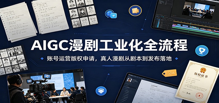 AIGC漫剧工业化全流程：账号运营版权申请，真人漫剧从剧本到发布落地-hcnxn