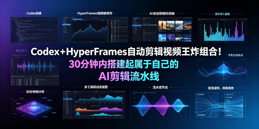 Codex＋HyperFrames自动剪辑视频王炸组合！30分钟内搭建起属于自己的AI剪辑流水线(完整版实操教程手册)-hcnxn