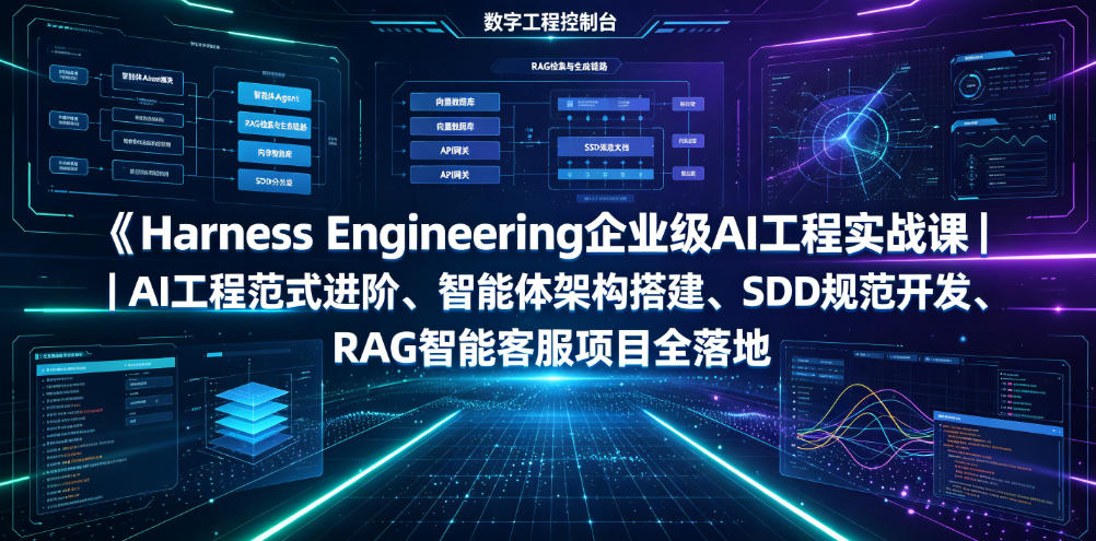 Harness Engineering企业级AI工程实战课｜AI工程范式进阶、智能体架构搭建、SDD规范开发、RAG智能客服项目全落地-hcnxn