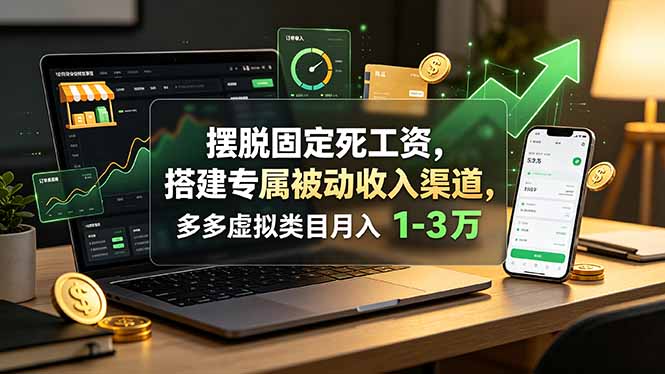摆脱固定死工资，搭建专属被动收入渠道，多多虚拟类目月入 1-3 万-hcnxn