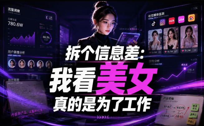 【理直气壮】我给看美女找了一个非常恰当的理由，信息差项目-hcnxn