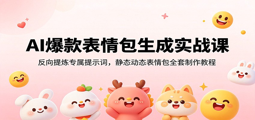 AI爆款表情包生成实战课：反向提炼专属提示词，静态动态表情包全套制作教程-hcnxn
