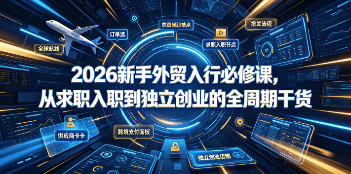 2026新手外贸入行必修课，从求职入职到独立创业的全周期干货-hcnxn