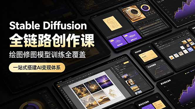 Stable Diffusion全链路创作课，绘图修图模型训练全覆盖，一站式搭建AI变现体系-hcnxn