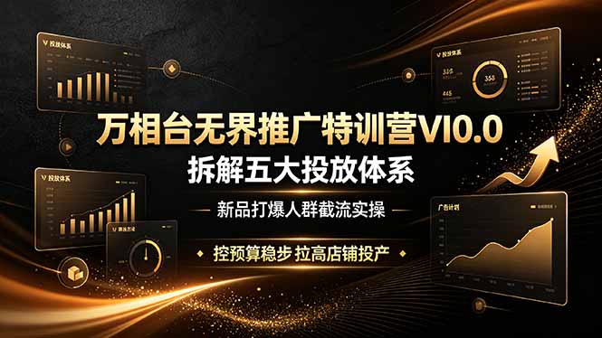 万相台无界推广特训营VI0.0，拆解五大投放体系，新品打爆人群截流实操，控预算稳步拉高店铺投产-hcnxn