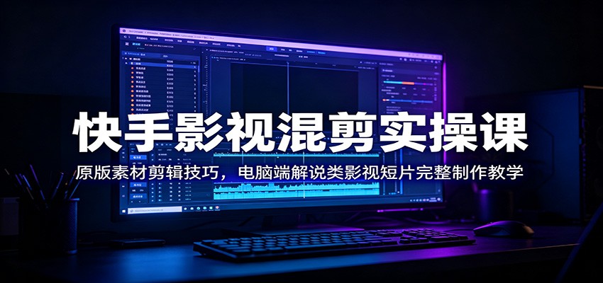 快手影视混剪实操课：原版素材剪辑技巧，电脑端解说类影视短片完整制作教学-hcnxn