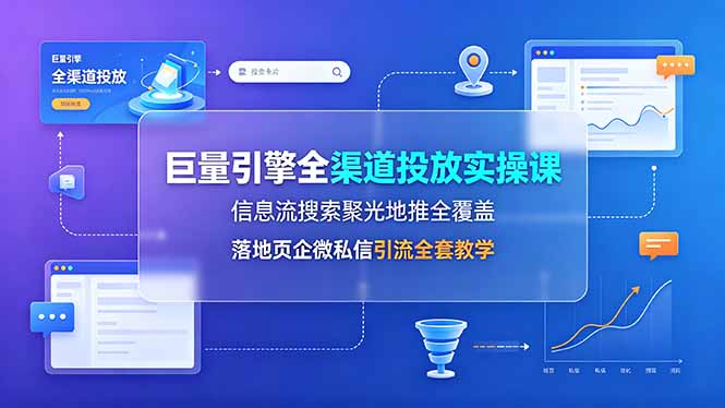巨量引擎全渠道投放实操课，信息流搜索聚光地推全覆盖，落地页企微私信引流全套教学-hcnxn