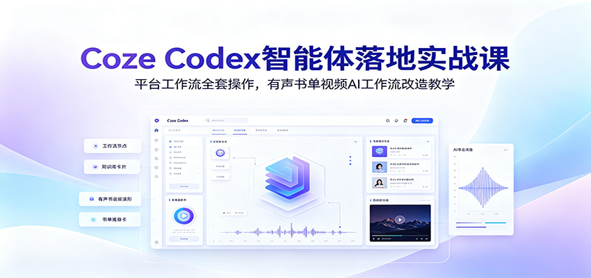 Coze Codex智能体落地实战课：平台工作流全套操作，有声书单视频AI工作流改造教学-hcnxn