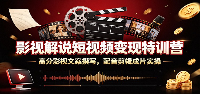 影视解说短视频变现特训营：高分影视文案撰写，配音剪辑成片实操-hcnxn