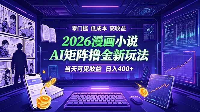 爆款小说漫画大阅读    ai矩阵操作    当天可见收益  日入400+    零门槛    高收益-hcnxn