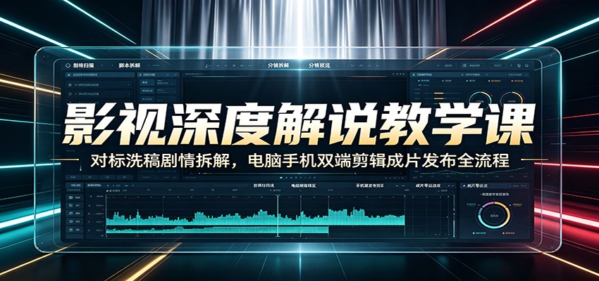 影视深度解说教学课：对标洗稿剧情拆解，电脑手机双端剪辑成片发布全流程-hcnxn