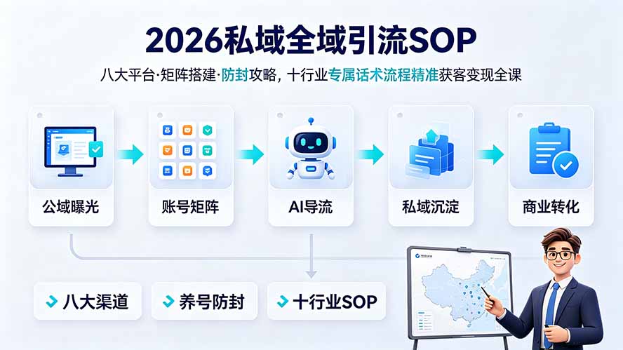 2026私域全域引流SOP｜八大平台·矩阵搭建·防封攻略，十行业专属话术流程精准获客变现全课-hcnxn