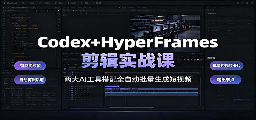 Codex+HyperFrames剪辑实战课：两大AI工具搭配全自动批量生成短视频-hcnxn