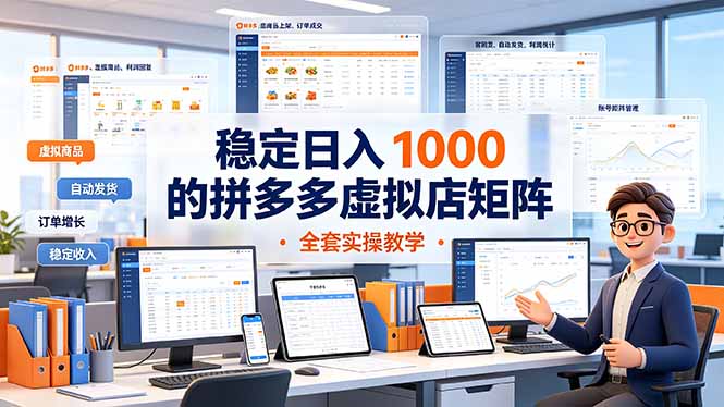 稳定日入 1000 的拼多多虚拟店矩阵，全套实操教学-hcnxn