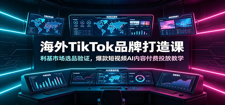 海外TikTok品牌打造课：利基市场选品验证，爆款短视频AI内容付费投放教学-hcnxn