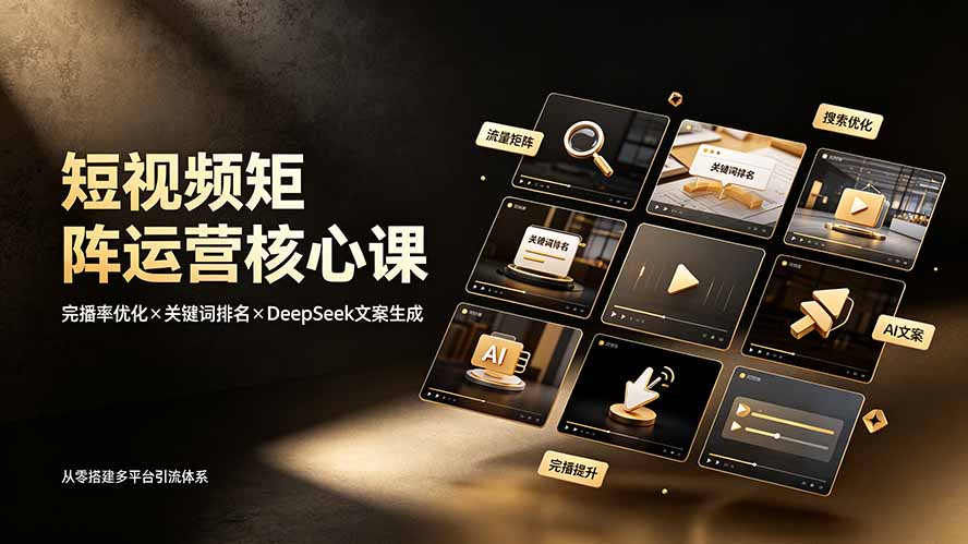 短视频矩阵运营核心课：完播率优化×关键词排名×DeepSeek文案生成，从零搭建多平台引流体系-hcnxn