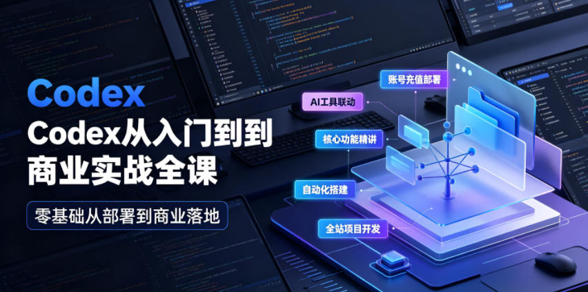 Codex从入门到商业实战全课｜账号充值部署、AI工具联动、核心功能精讲、自动化搭建、全站项目开发零基础教程-hcnxn
