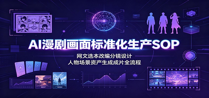 AI漫剧画面标准化生产SOP：网文选本改编分镜设计，人物场景资产生成成片全流程-hcnxn