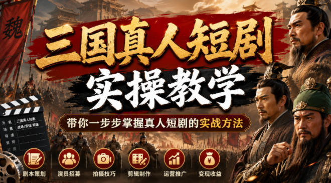 三国真人短剧实操教学，带你一步步掌握真人短剧的实战方法-hcnxn