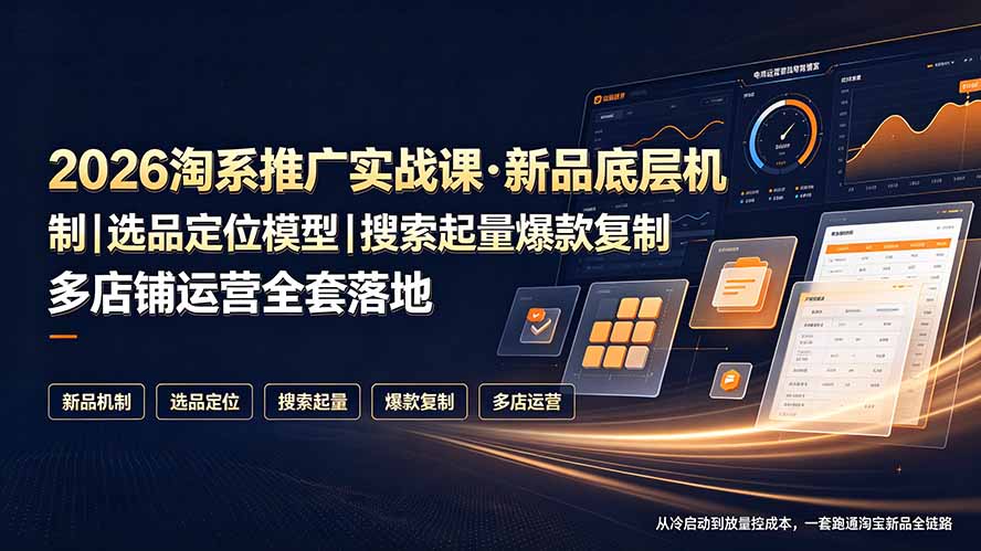 2026淘系推广实战课·新品底层机制｜选品定位模型｜搜索起量爆款复制多店铺运营全套落地教程-hcnxn