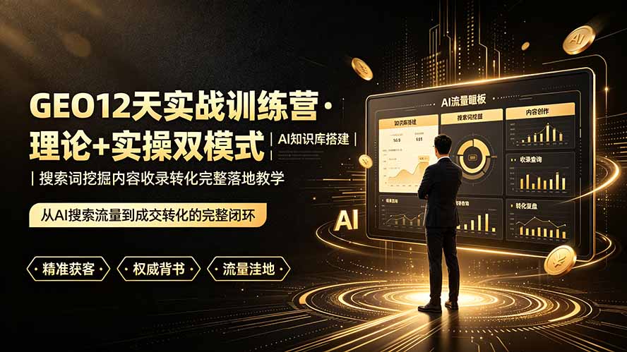 GEO12天实战训练营·理论+实操双模式｜AI知识库搭建｜搜索词挖掘内容收录转化完整落地教学-hcnxn