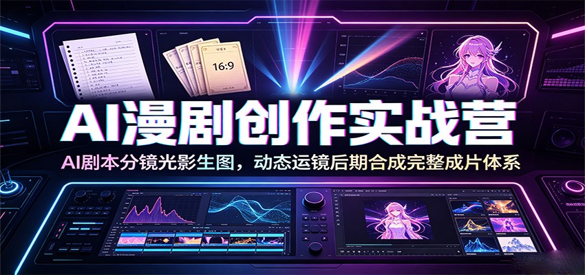 AI漫剧创作实战营：AI剧本分镜光影生图，动态运镜后期合成完整成片体系-hcnxn