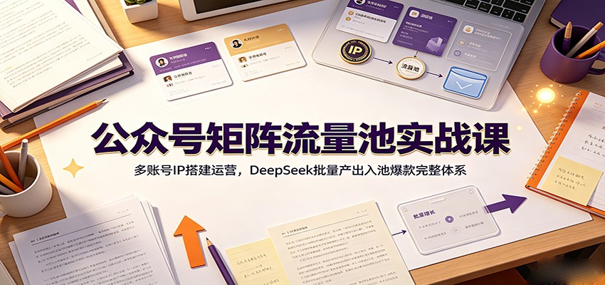 公众号矩阵流量池实战课：多账号IP搭建运营，DeepSeek批量产出入池爆款完整体系-hcnxn