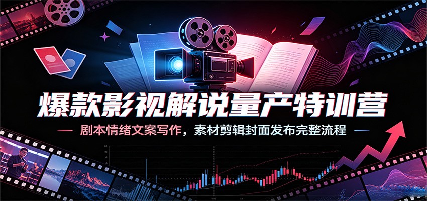 爆款影视解说量产特训营：剧本情绪文案写作，素材剪辑封面发布完整流程-hcnxn