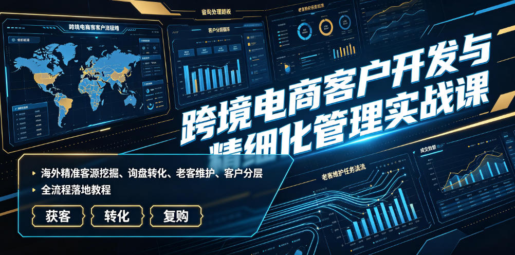 跨境电商客户开发与精细化管理实战课｜海外精准客源挖掘、询盘转化、老客维护、客户分层全流程落地教程-hcnxn
