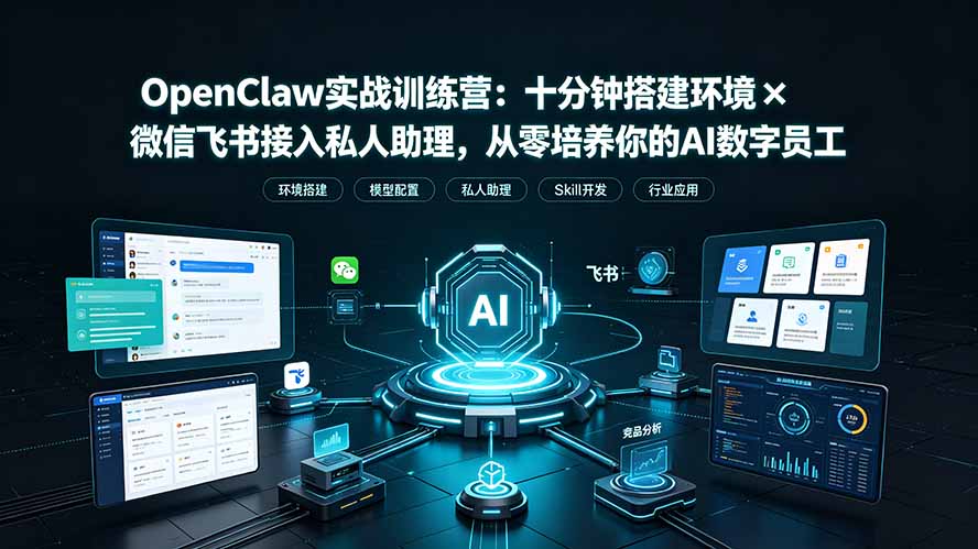 OpenClaw实战特训营：十分钟搭建环境×微信飞书接入私人助理，从零培养你的AI数字员工-hcnxn