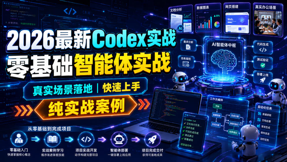 2026最新Codex实战零基础智能体实战，真实场景落地，快速上手，纯实战案例-hcnxn