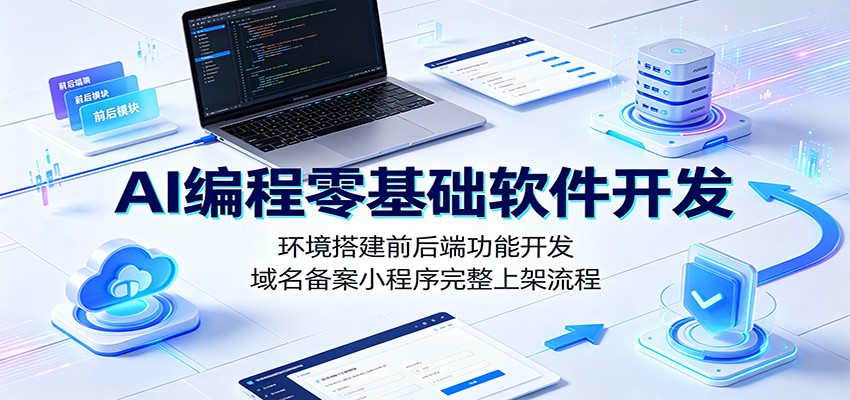AI编程零基础软件开发：环境搭建前后端功能开发，域名备案小程序完整上架流程-hcnxn