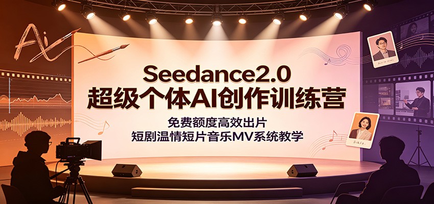 Seedance2.0超级个体AI创作训练营：免费额度高效出片，短剧温情短片音乐MV系统教学-hcnxn