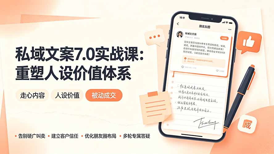 私域文案实战课7.0：重塑人设价值体系｜-告别硬广推销×走心内容×自我价值塑造，实现被动成交-hcnxn