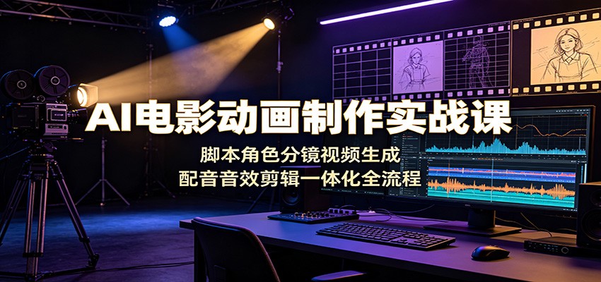 AI电影动画制作实战课：脚本角色分镜视频生成，配音音效剪辑一体化全流程-hcnxn