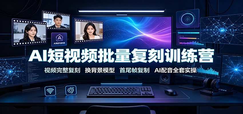 AI短视频批量复刻训练营：视频完整复刻，换背景模型、首尾帧复制、AI配音全套实操-hcnxn