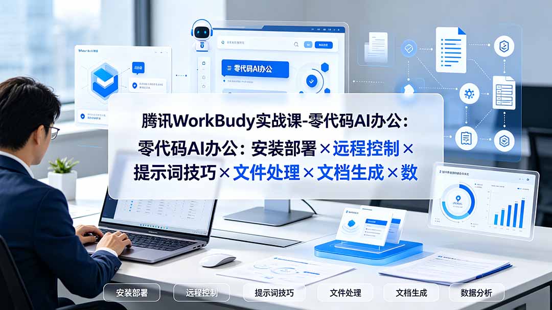腾讯WorkBuddy实战课-零代码AI办公：安装部署×远程控制×提示词技巧×文件处理×文档生成×数据分析-hcnxn