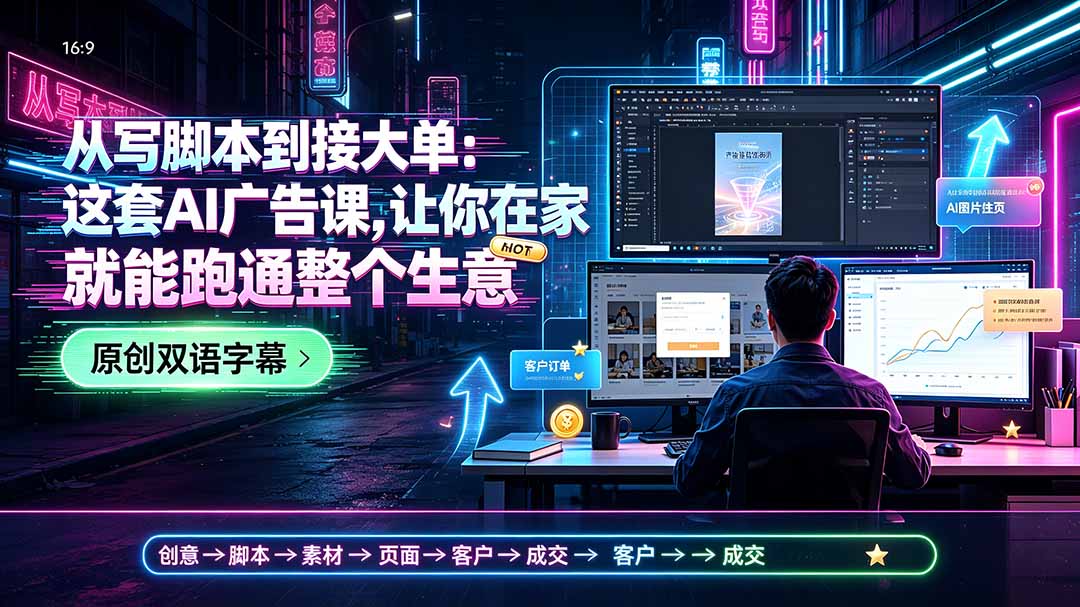 从写脚本到接大单：这套AI广告课，让你在家就能跑通整个生意【原创双语字幕】-hcnxn