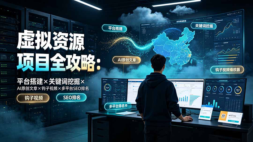 虚拟资源项目全攻略：平台搭建×关键词挖掘×AI原创文章×钩子视频×多平台SEO排名-hcnxn