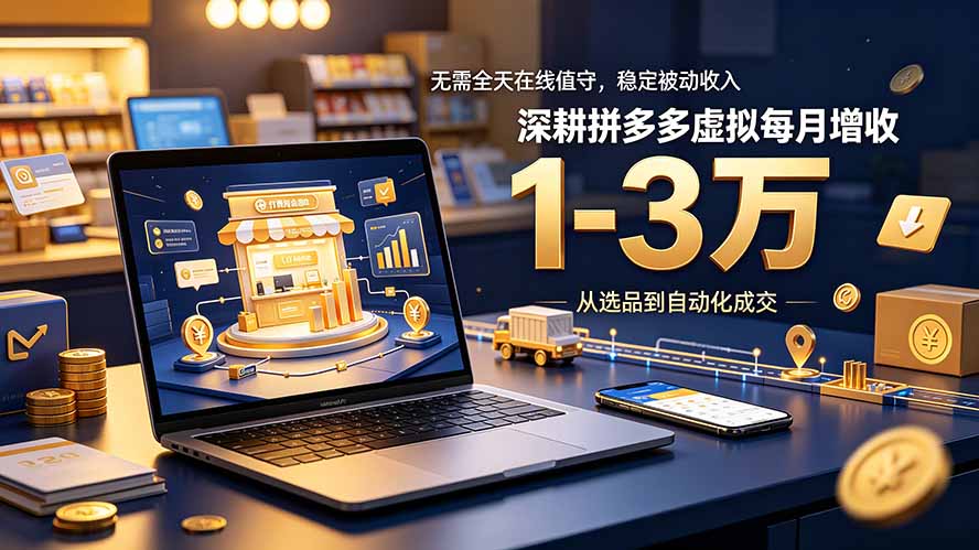 无需全天在线值守，稳定被动收入，深耕拼多多虚拟每月增收 1-3 万-hcnxn
