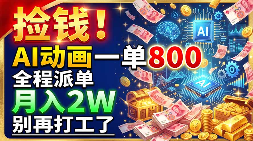 捡钱！AI动画一单800，全程派单，月入2W，别再打工了-hcnxn
